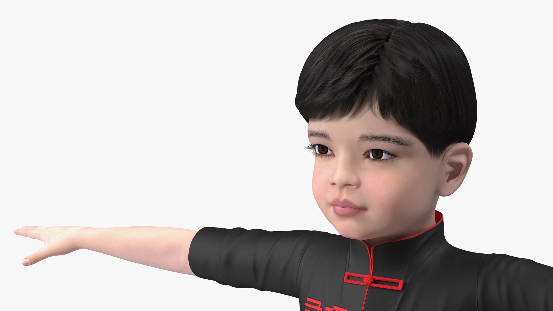 3D model Asian Child Boy Kung Fu Pose T-pose