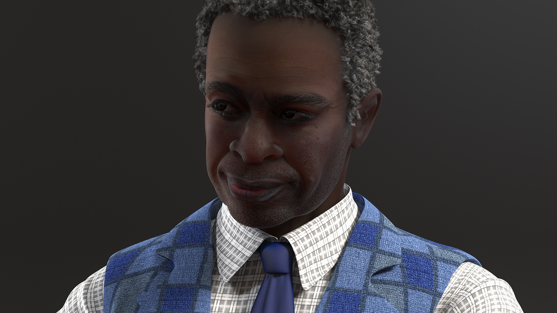 3D Afro American Old Gentleman Everyday Style Standing