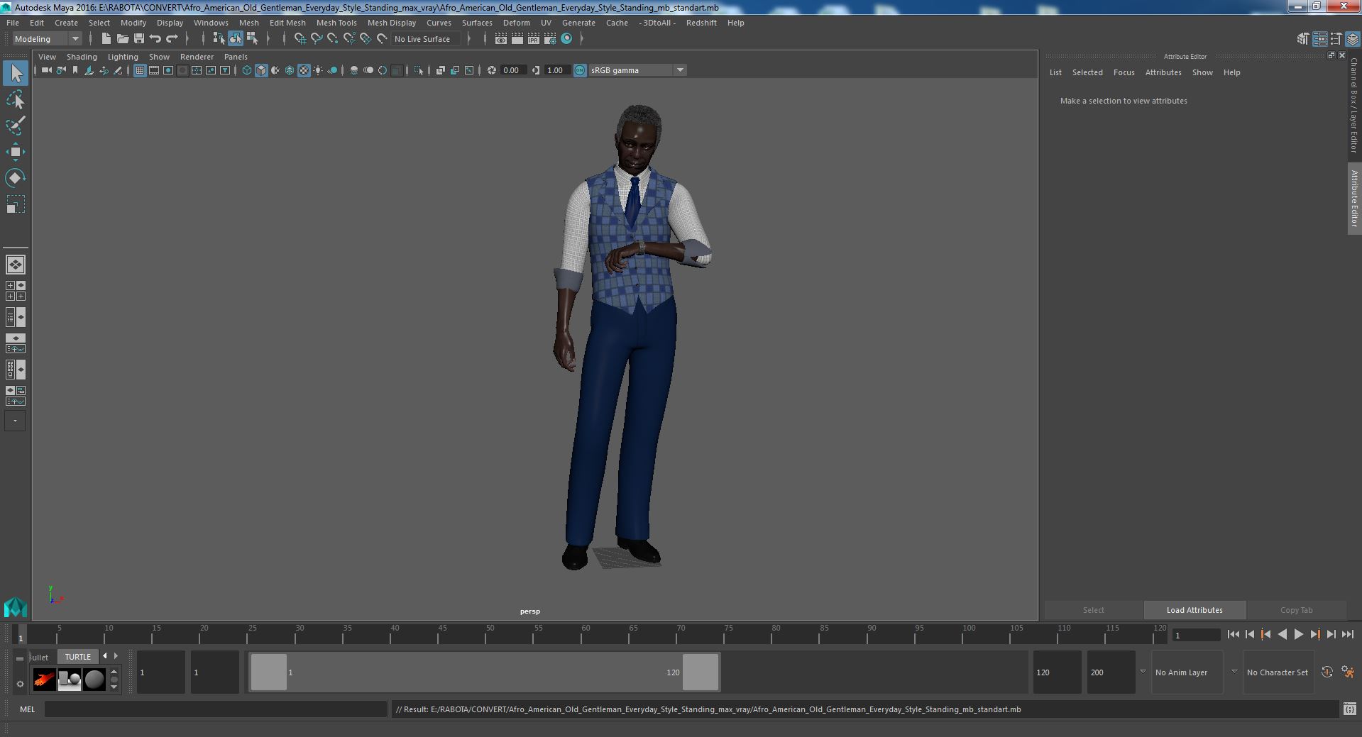 3D Afro American Old Gentleman Everyday Style Standing