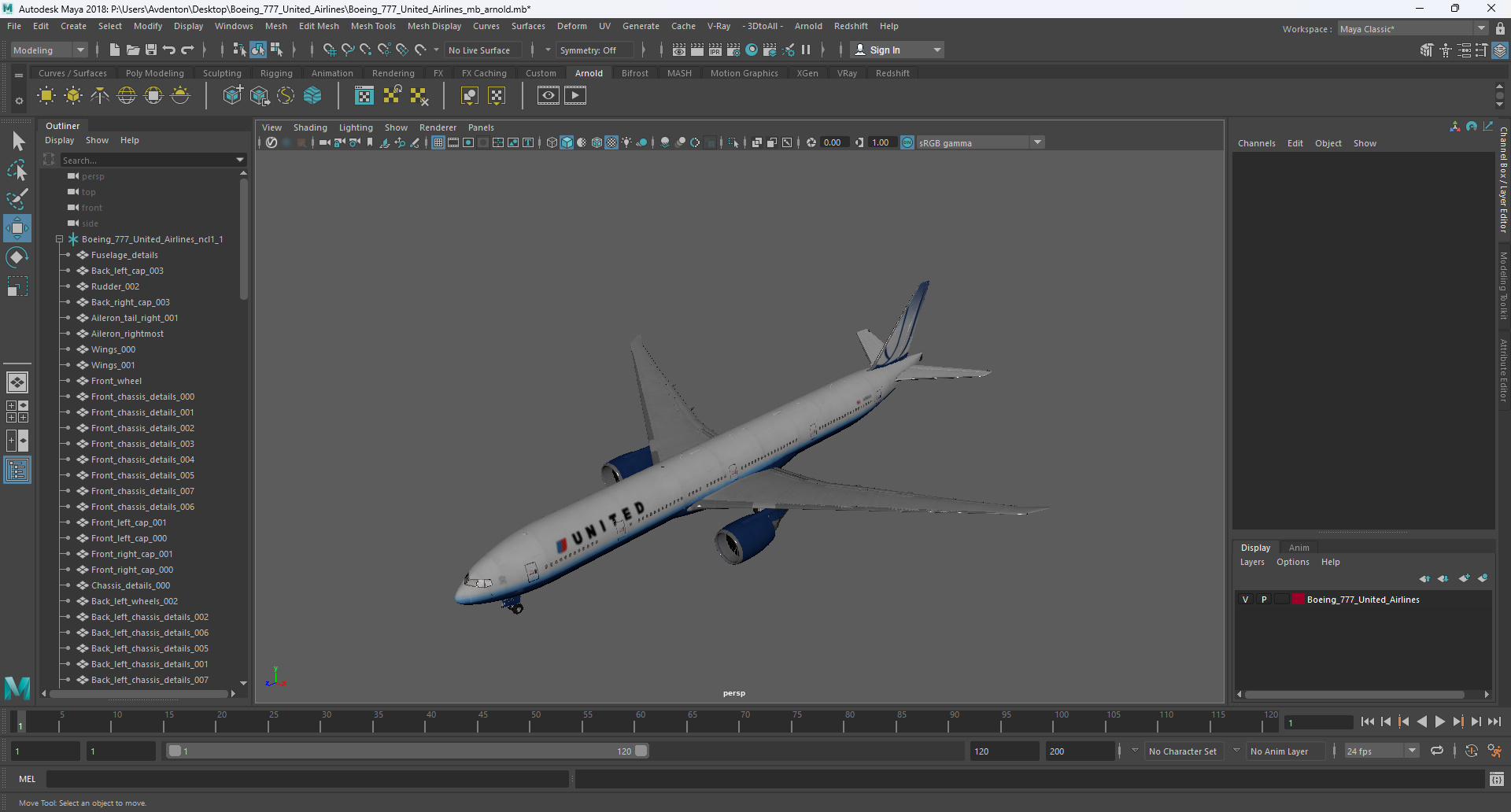 3D Boeing 777 United Airlines