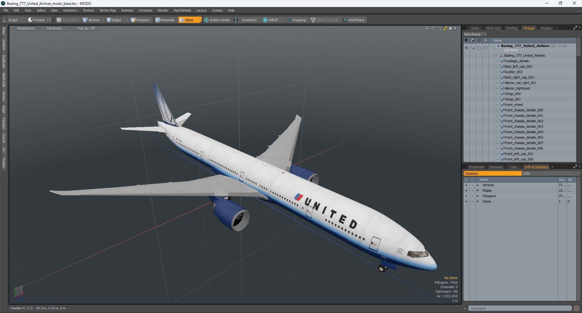 3D Boeing 777 United Airlines