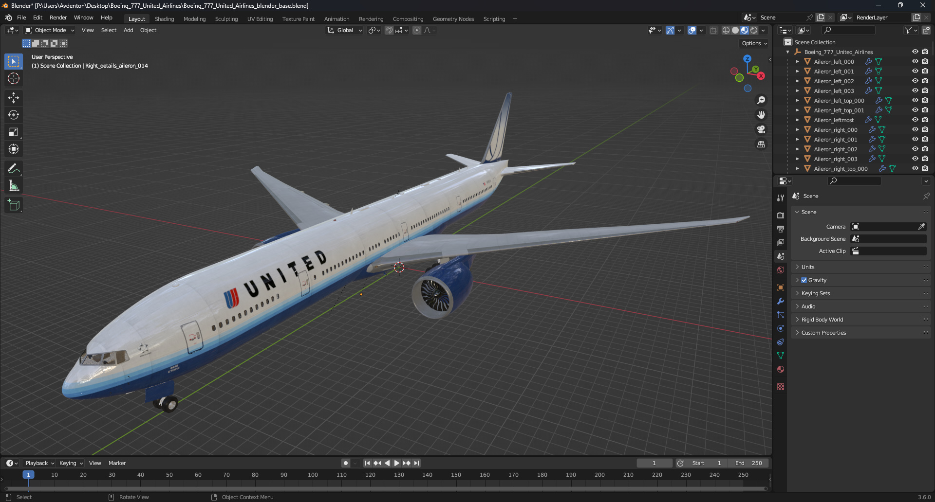 3D Boeing 777 United Airlines