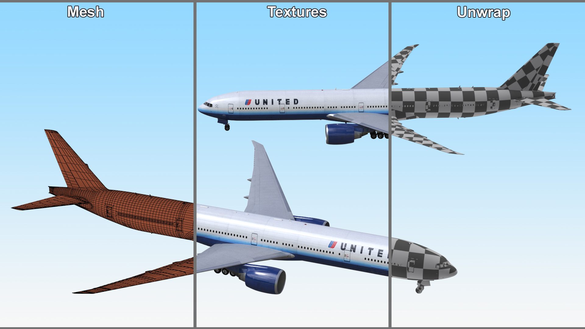 3D Boeing 777 United Airlines