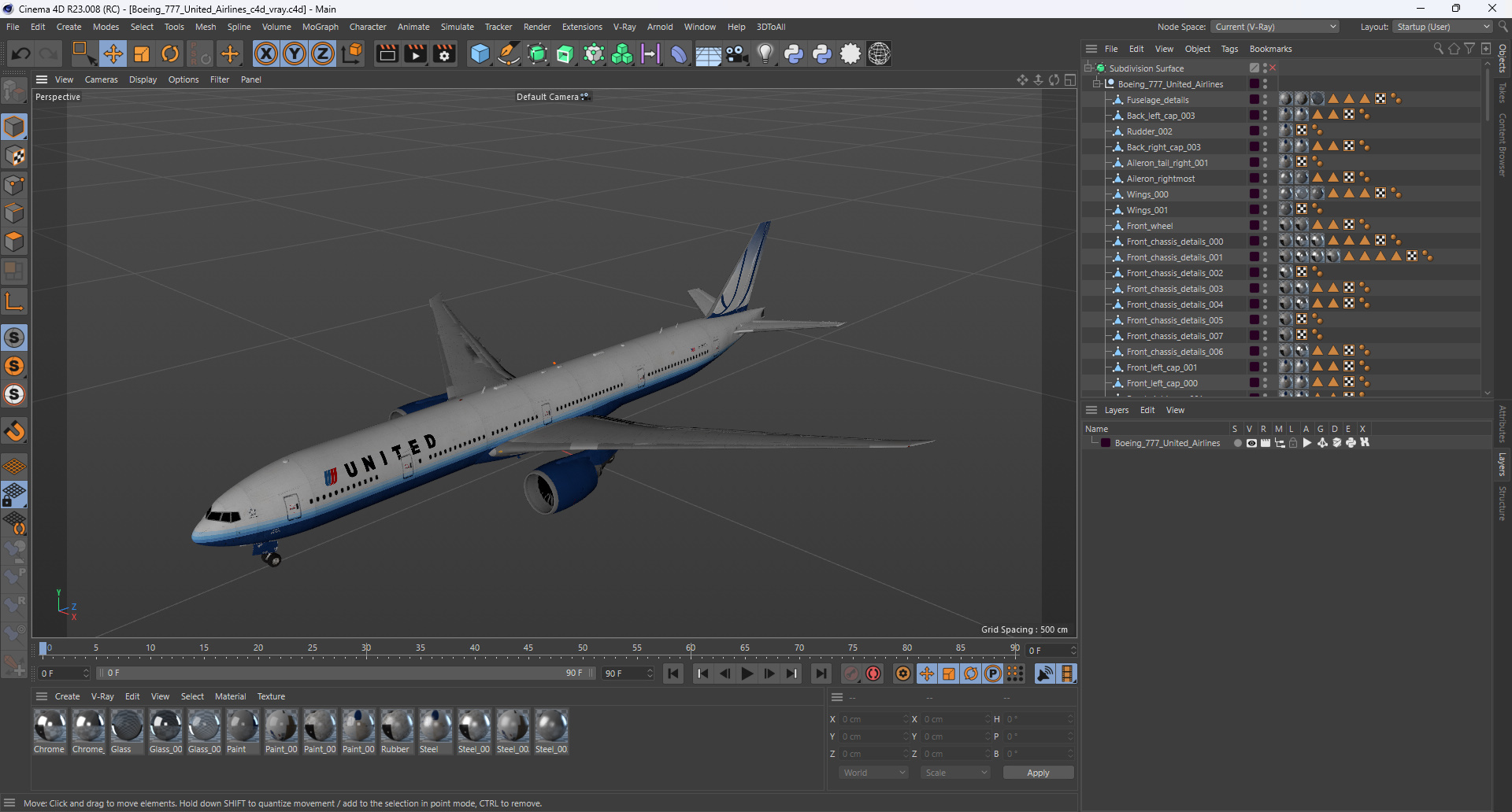 3D Boeing 777 United Airlines