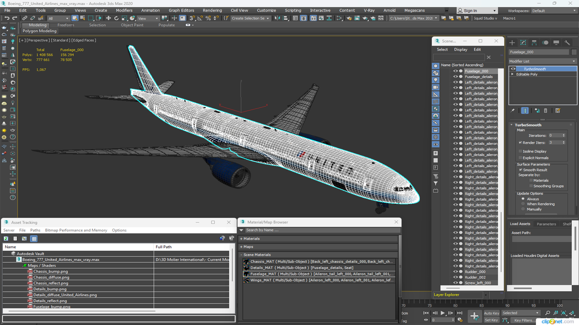 3D Boeing 777 United Airlines