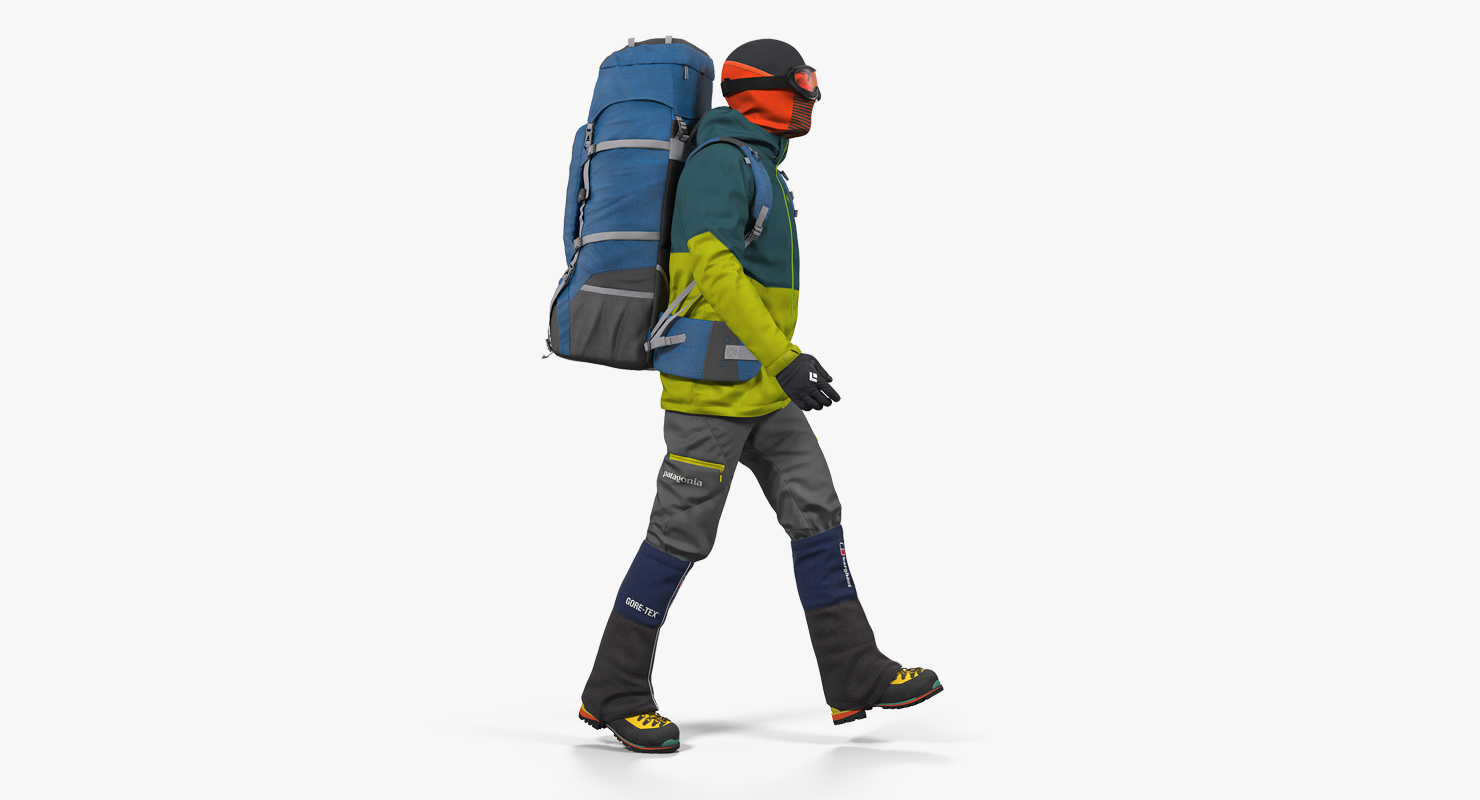 Man Traveler with Backpack Walking Pose 3D model