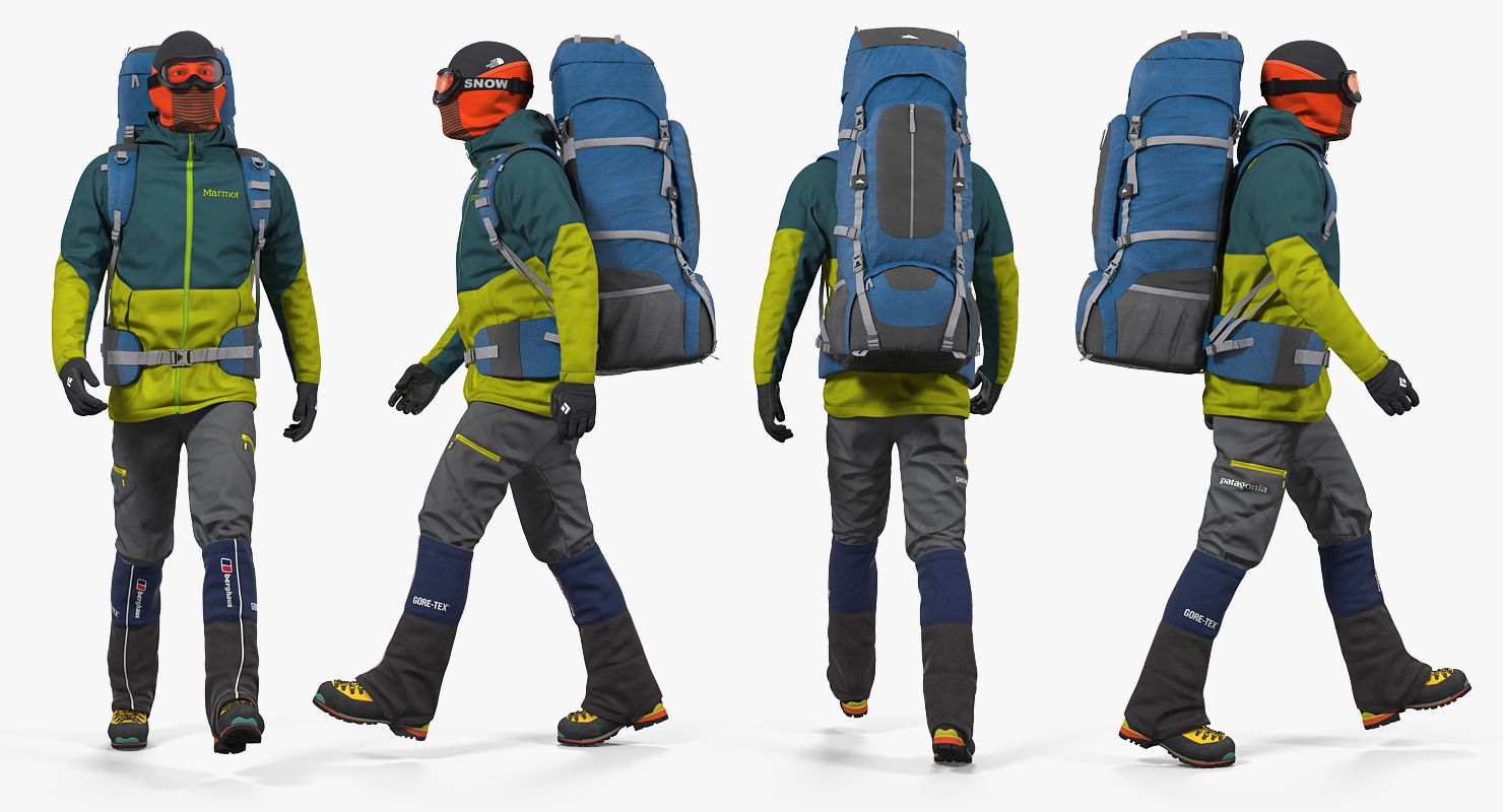 Man Traveler with Backpack Walking Pose 3D model