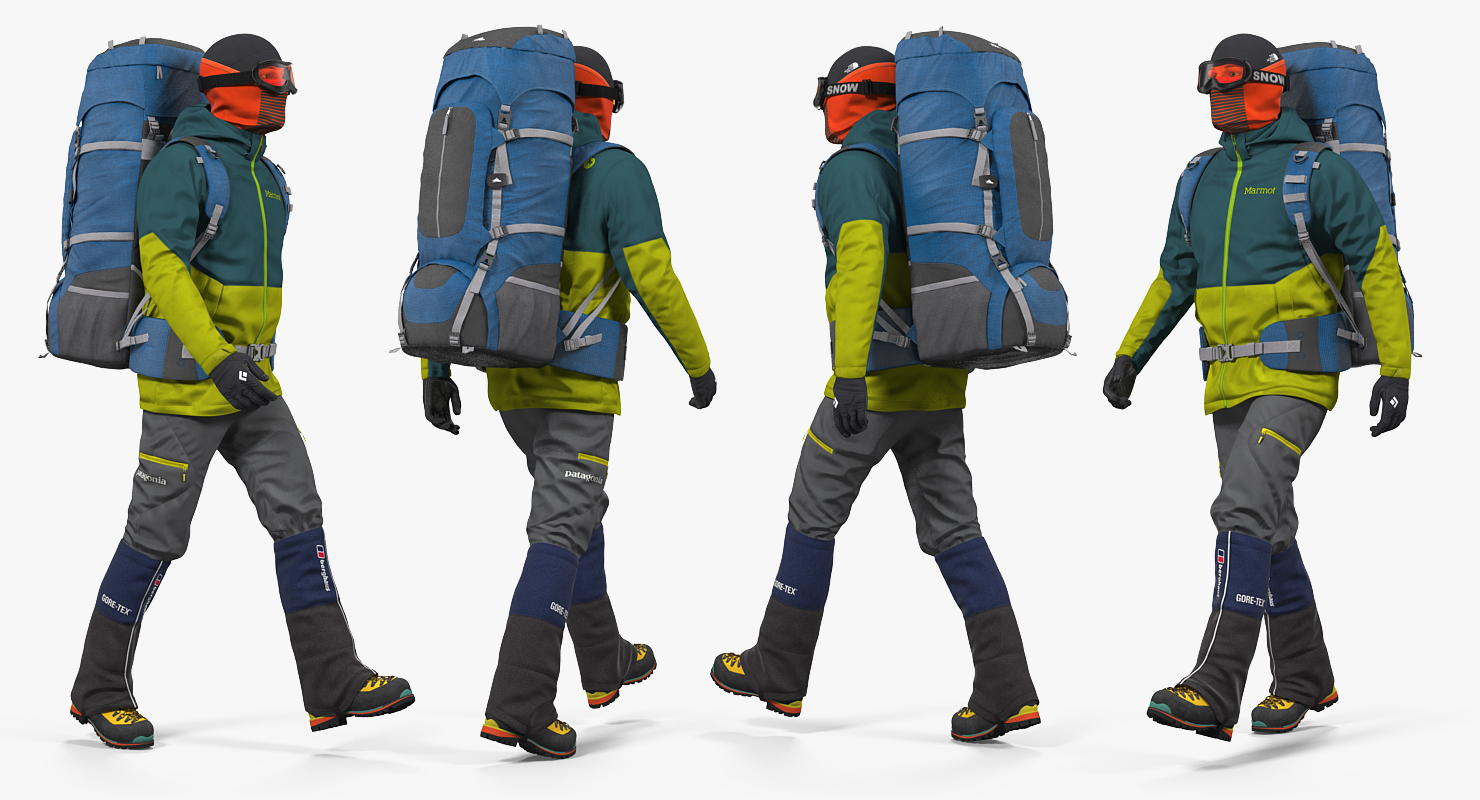 Man Traveler with Backpack Walking Pose 3D model