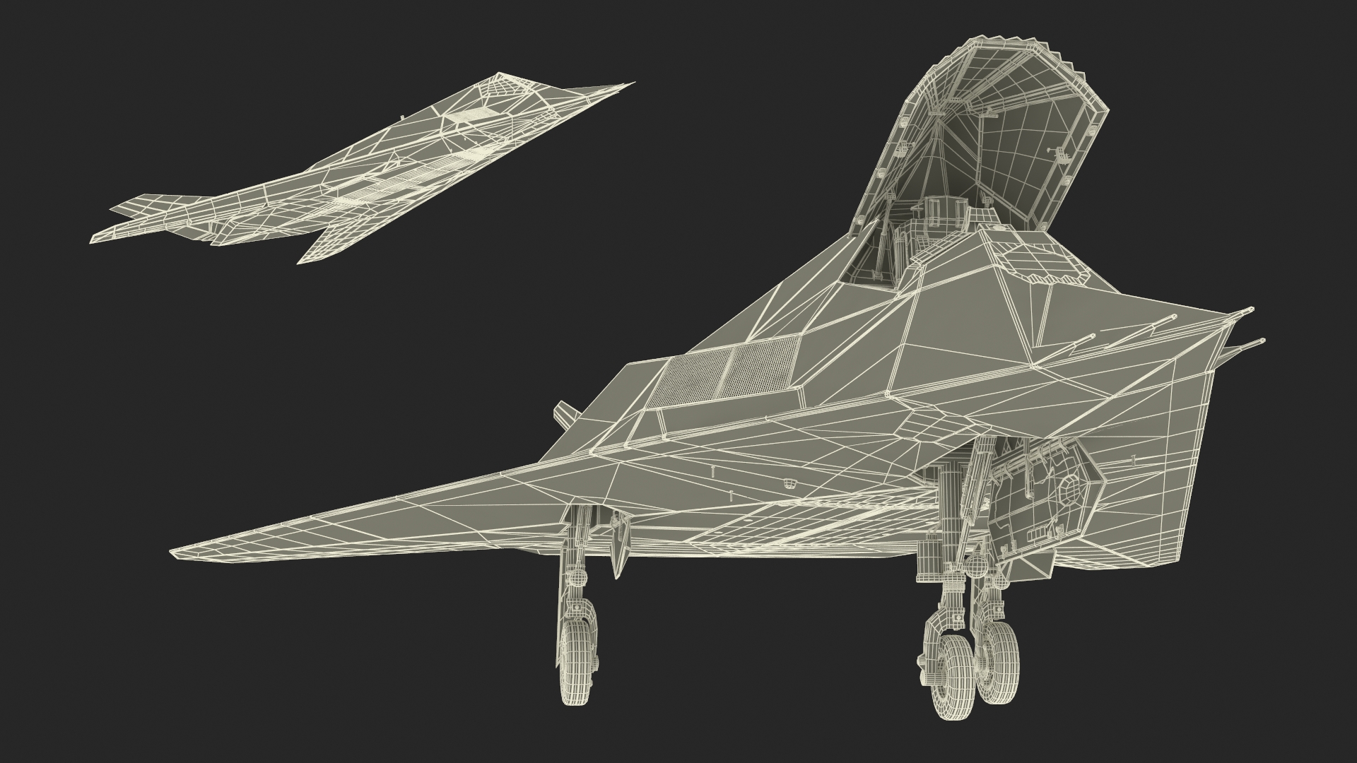 3D model Military Stealth Aircraft in Flight