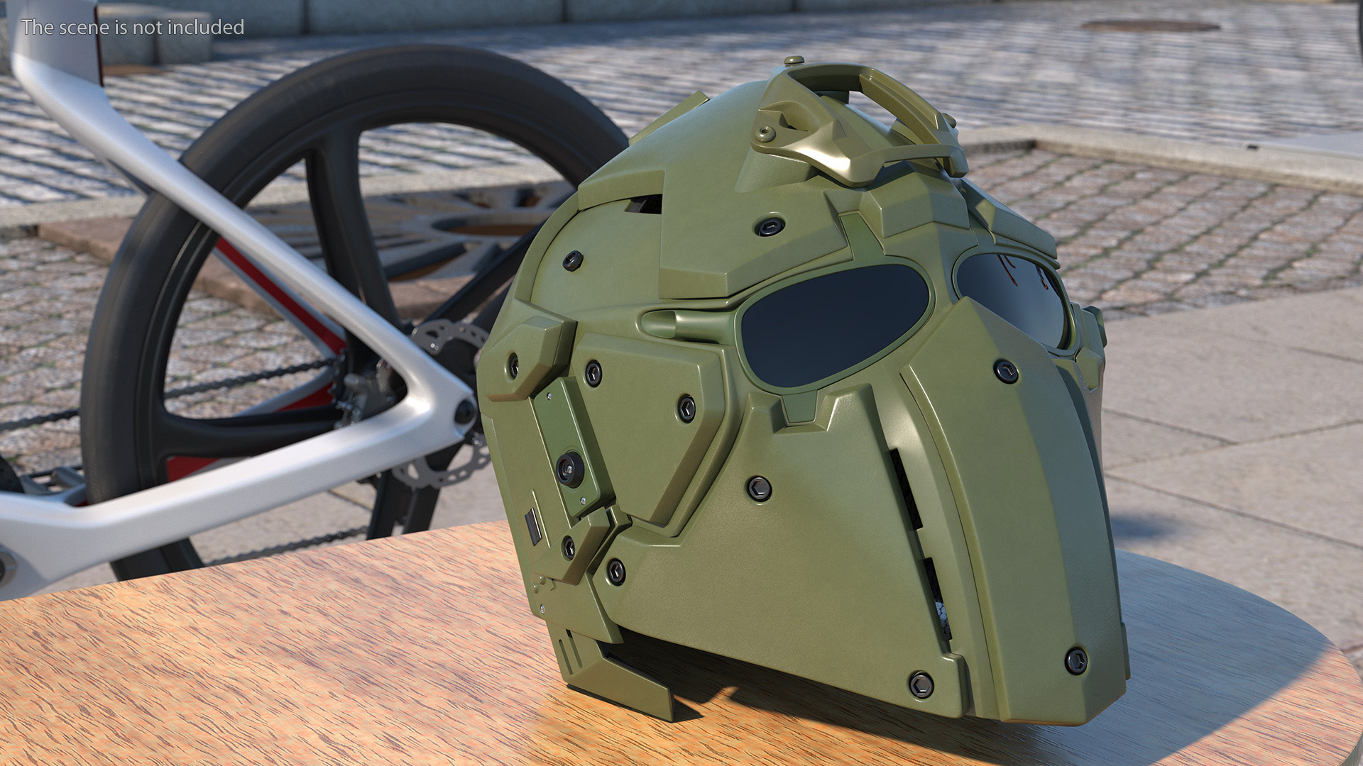 Full Face Bicycle Tactical Helmet Green 3D model