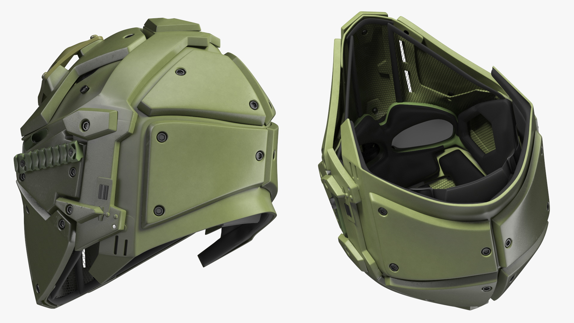 Full Face Bicycle Tactical Helmet Green 3D model