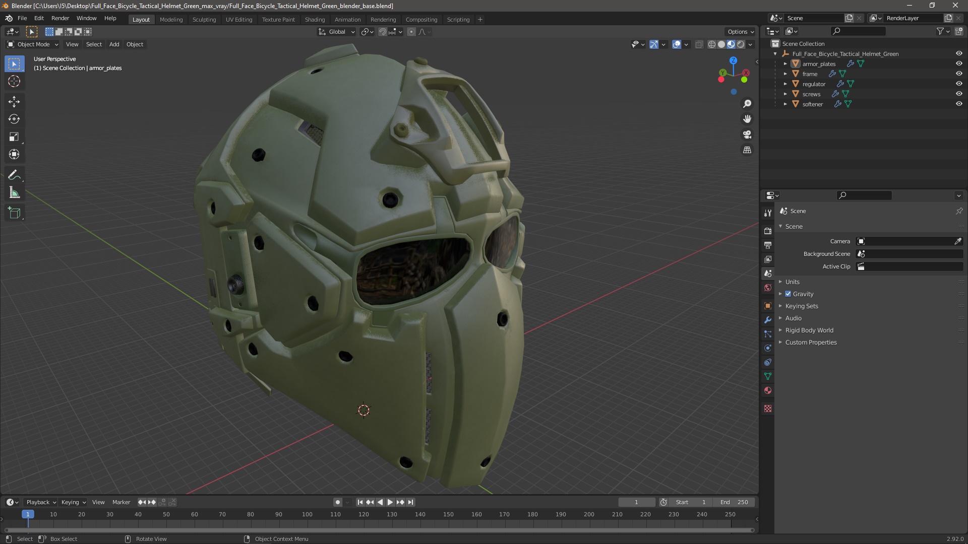 Full Face Bicycle Tactical Helmet Green 3D model