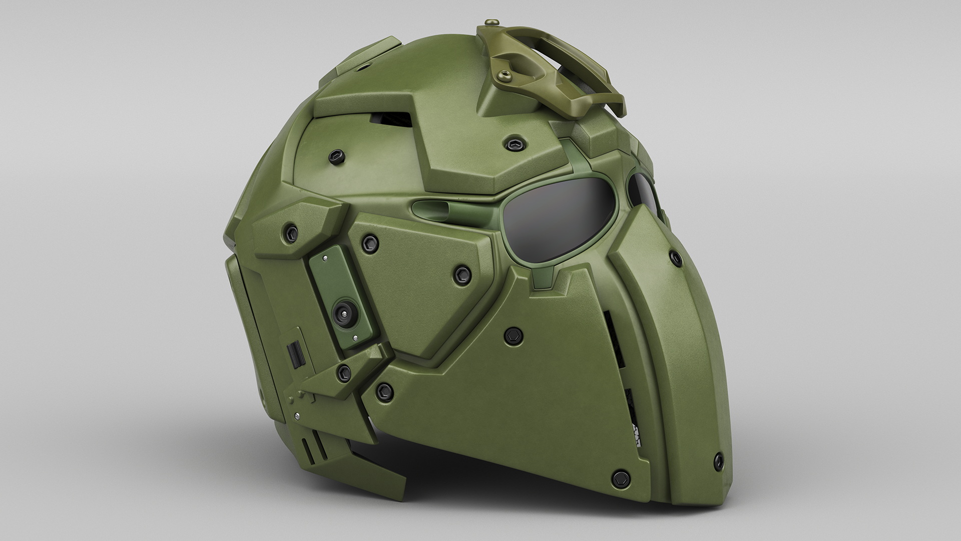 Full Face Bicycle Tactical Helmet Green 3D model