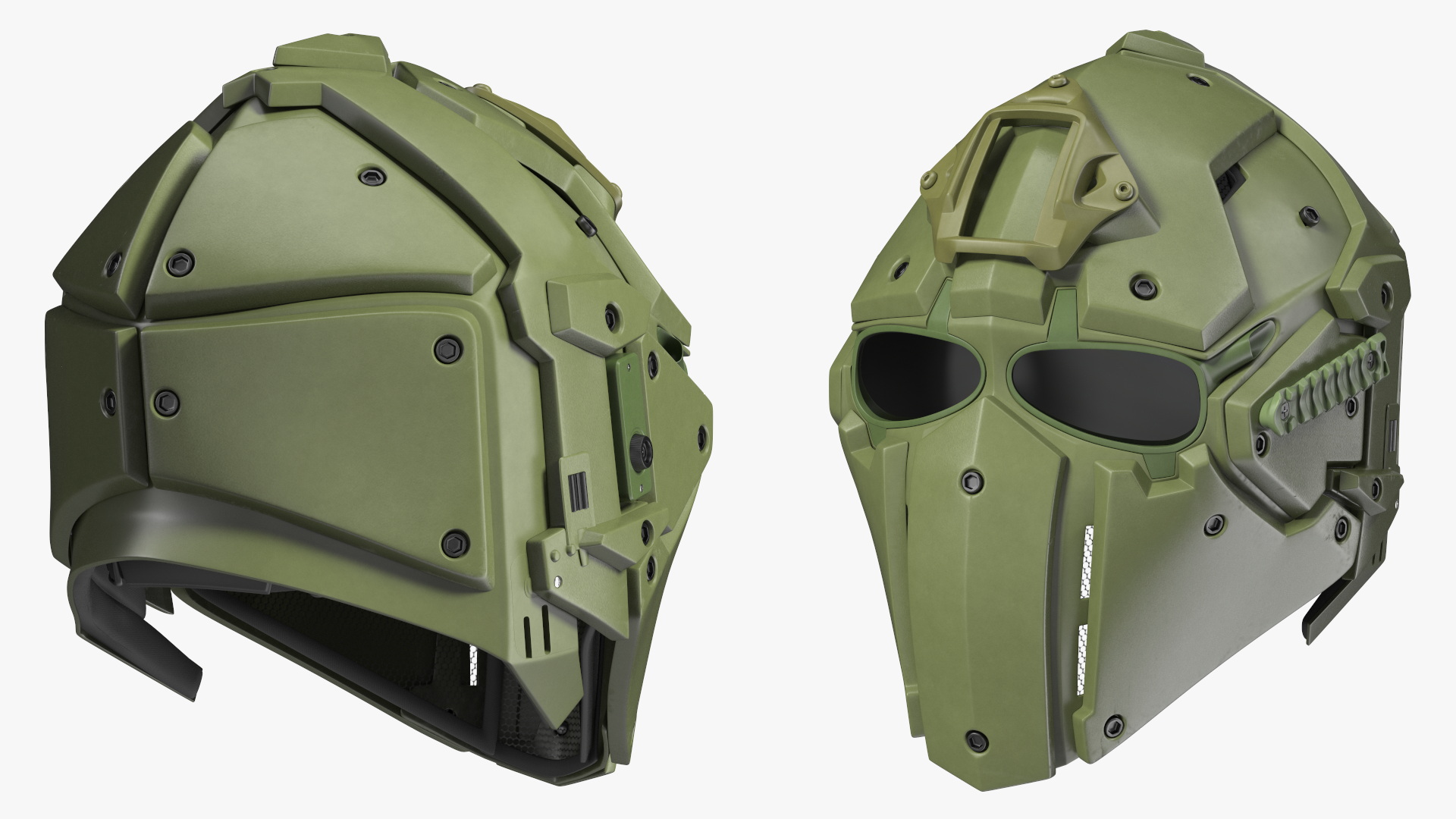 Full Face Bicycle Tactical Helmet Green 3D model