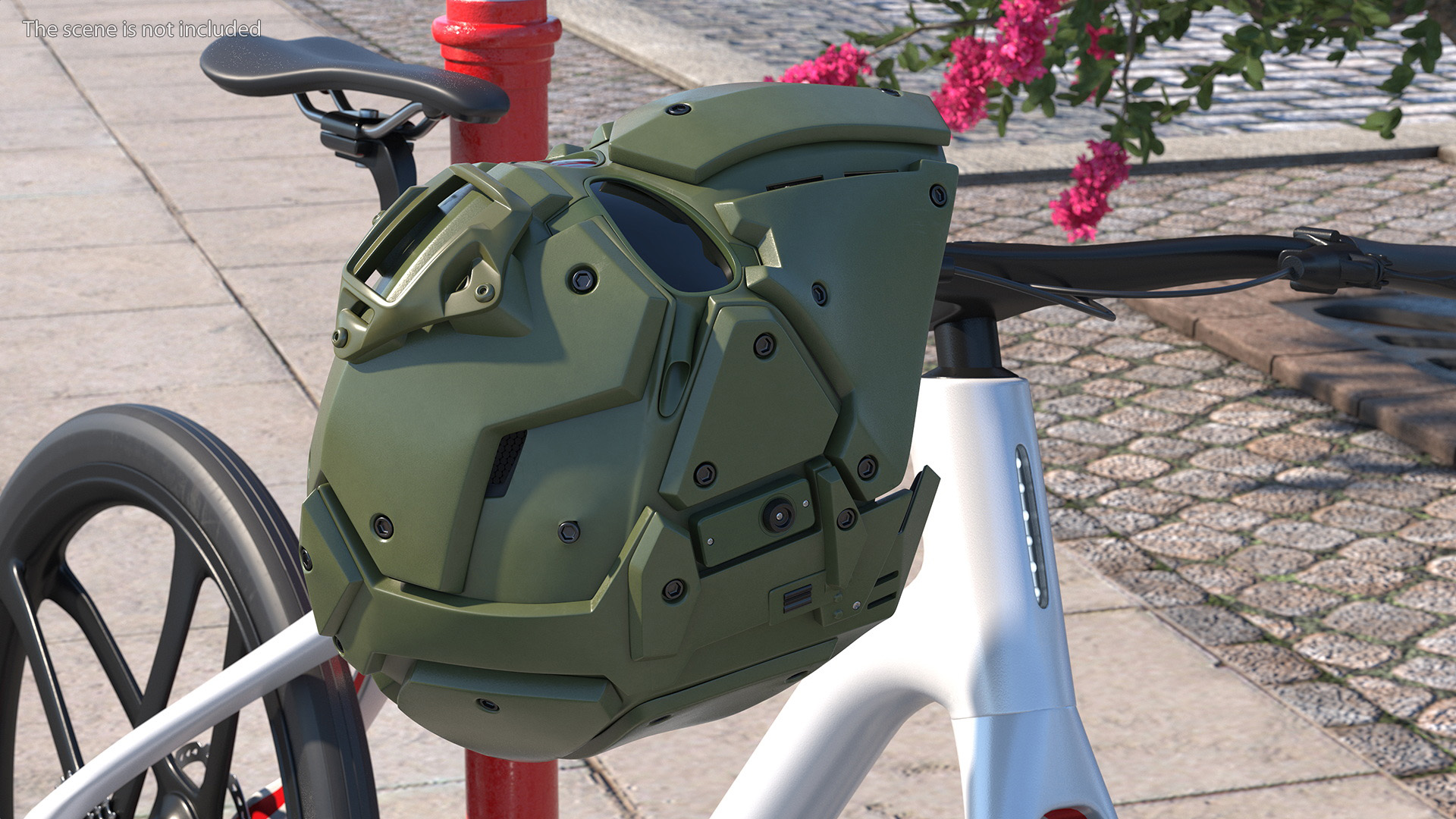 Full Face Bicycle Tactical Helmet Green 3D model