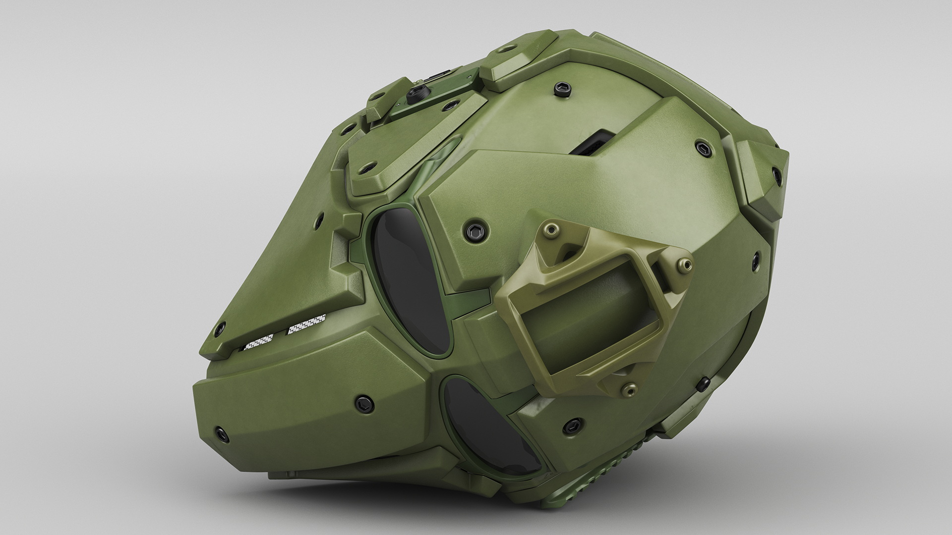 Full Face Bicycle Tactical Helmet Green 3D model