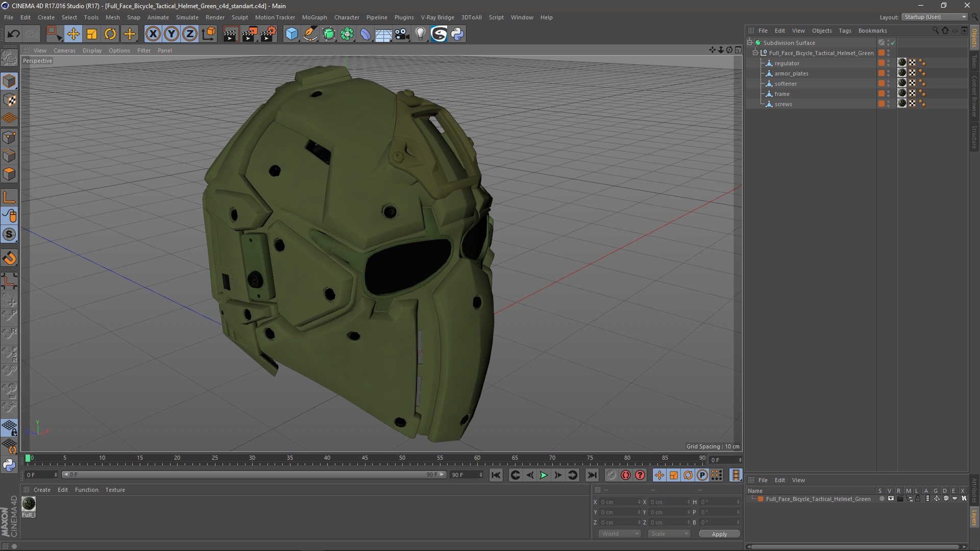 Full Face Bicycle Tactical Helmet Green 3D model