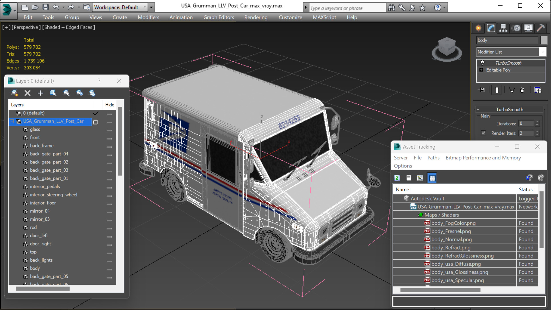 USA Grumman LLV Post Car 3D model