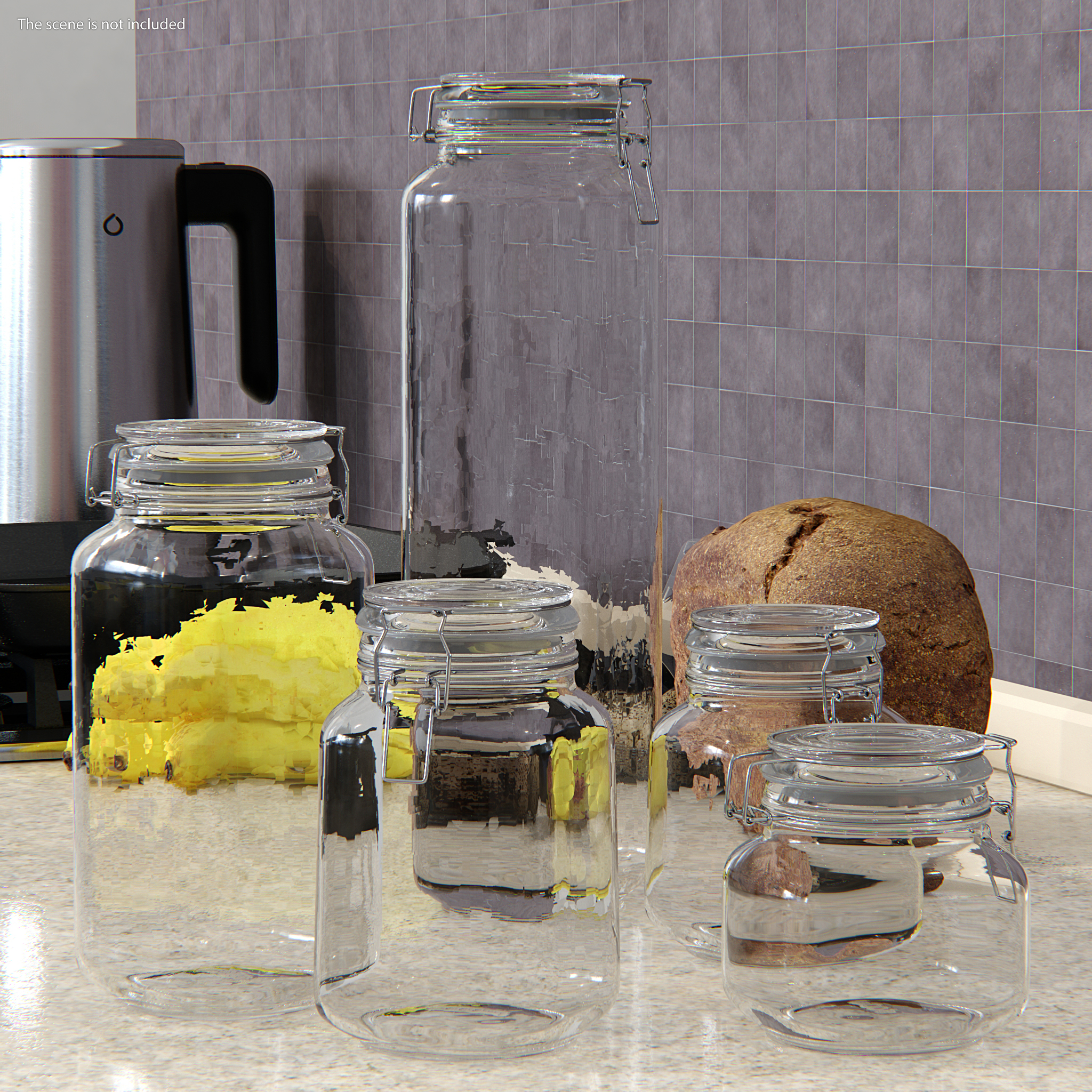 Clip Top Glass Storage Preserving Jars Set 3D