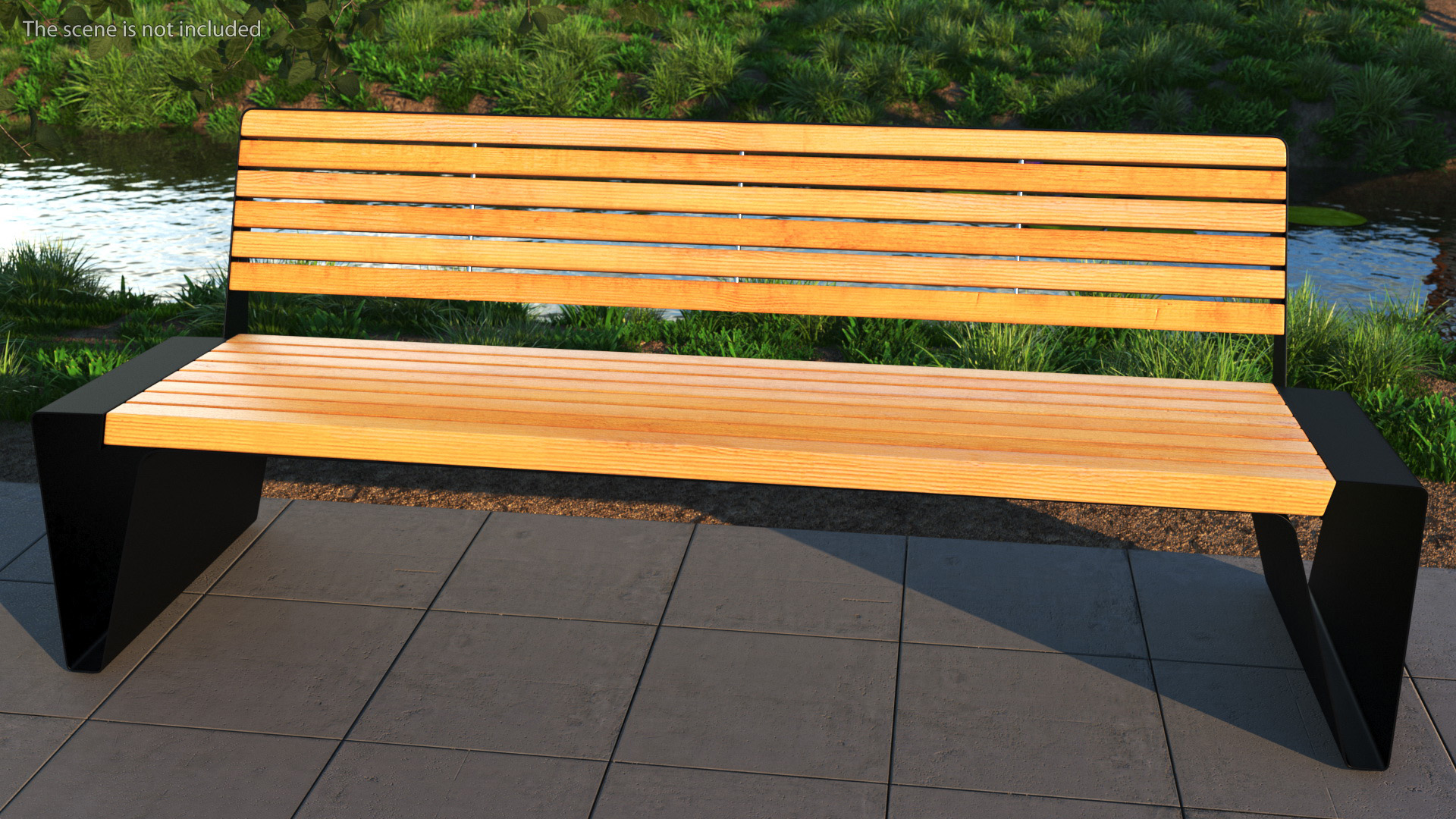 3D model Black Park Bench with Backrest