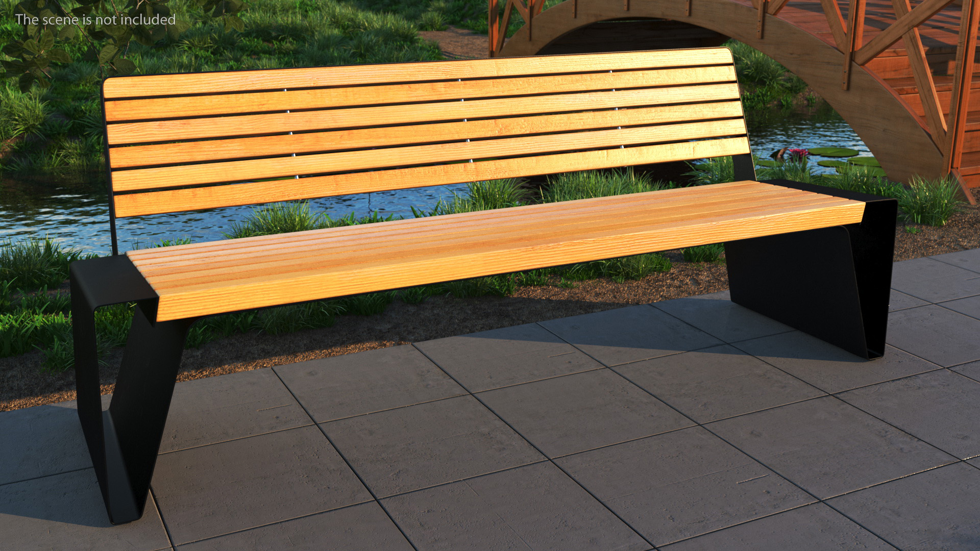 3D model Black Park Bench with Backrest