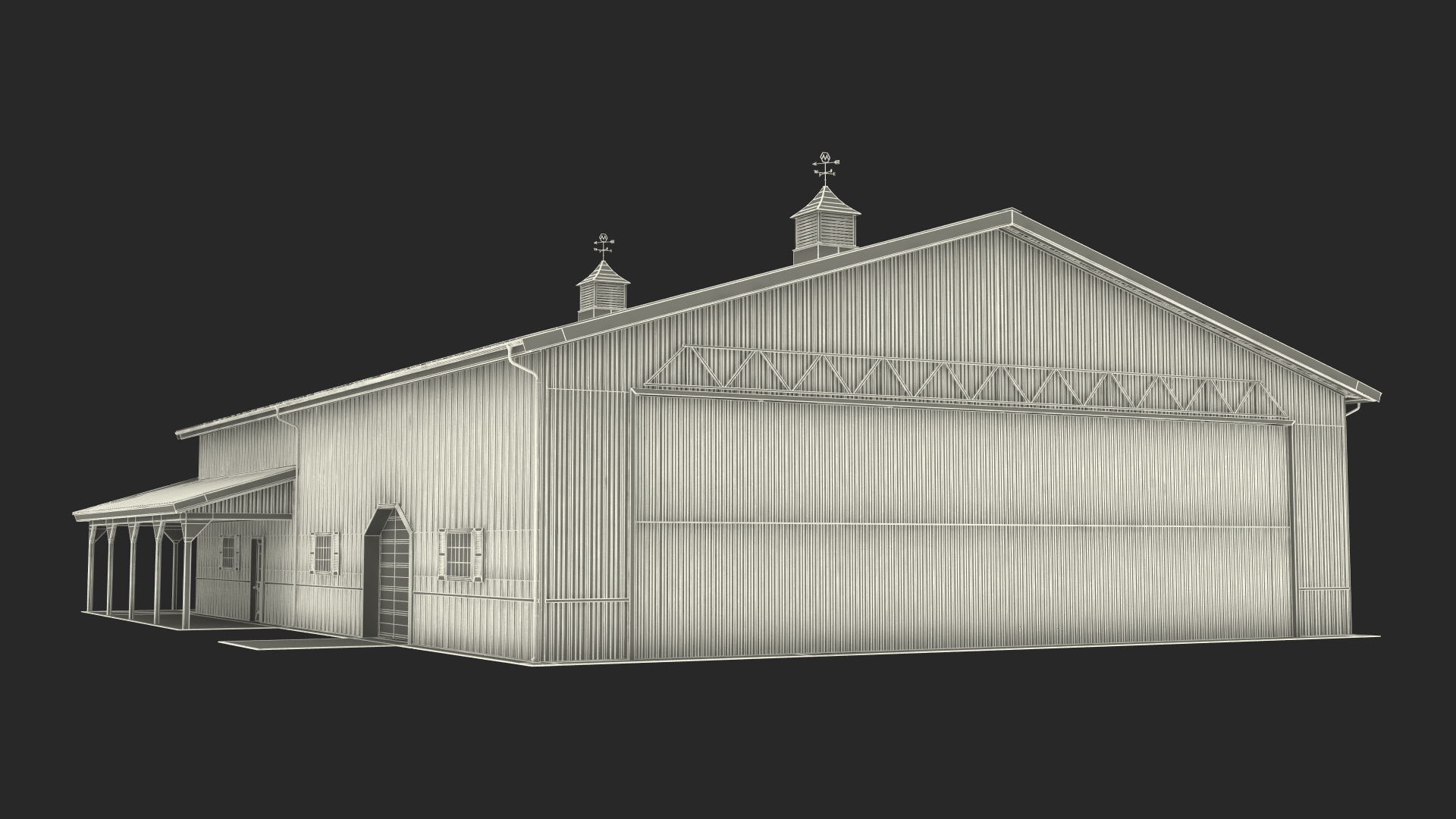 3D model Personal Airplane Hangar Rigged for Maya