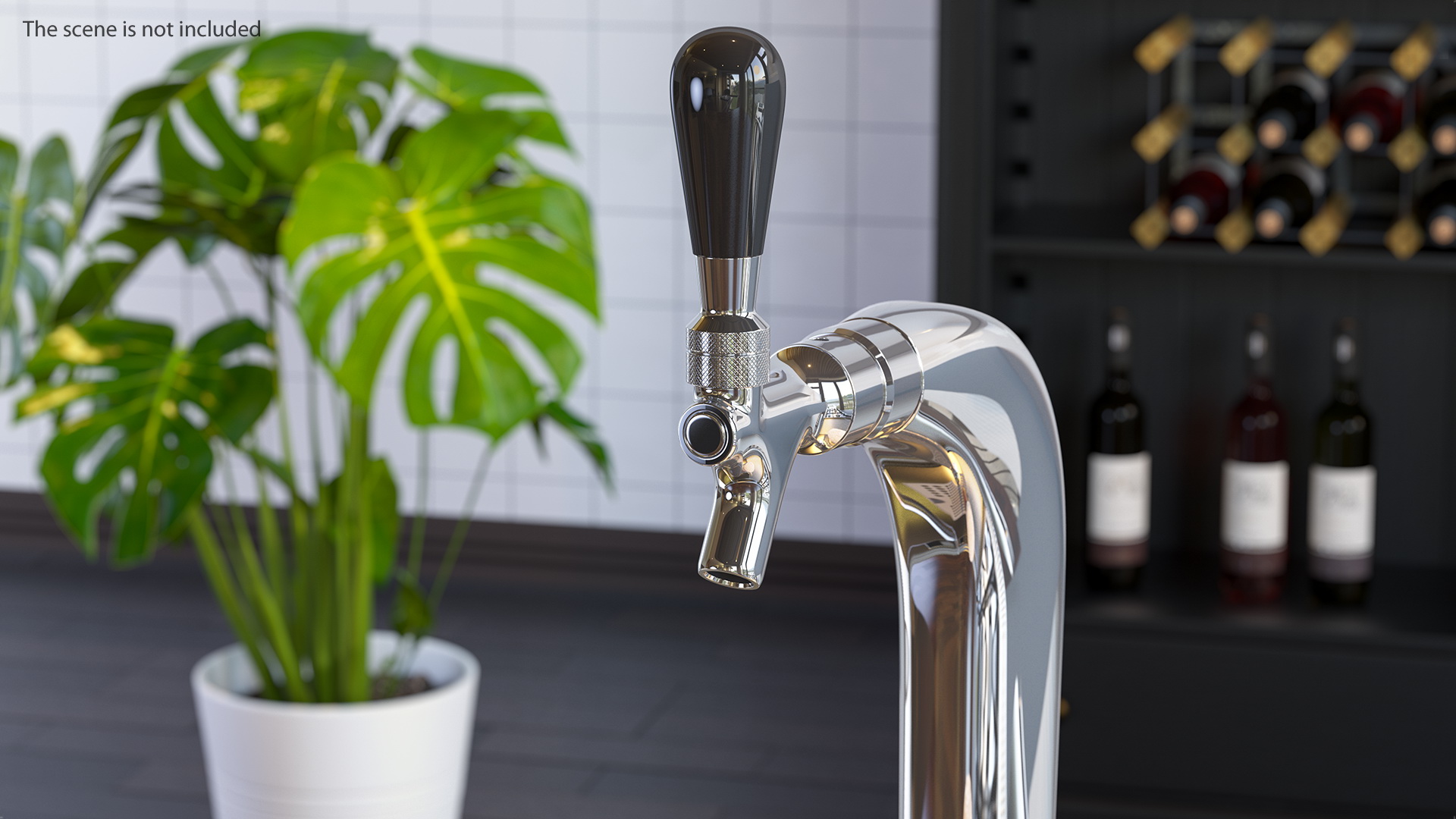 Single Tap Chrome Draft Beer Kegerator Tower 3D model