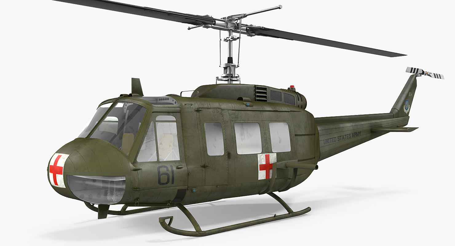 3D Bell UH 1 Iroquois MedEvac Rigged model