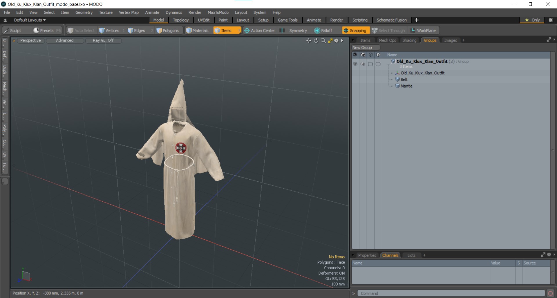 3D Old Ku Klux Klan Outfit model