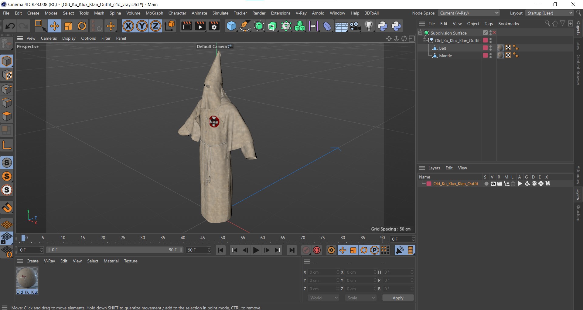 3D Old Ku Klux Klan Outfit model