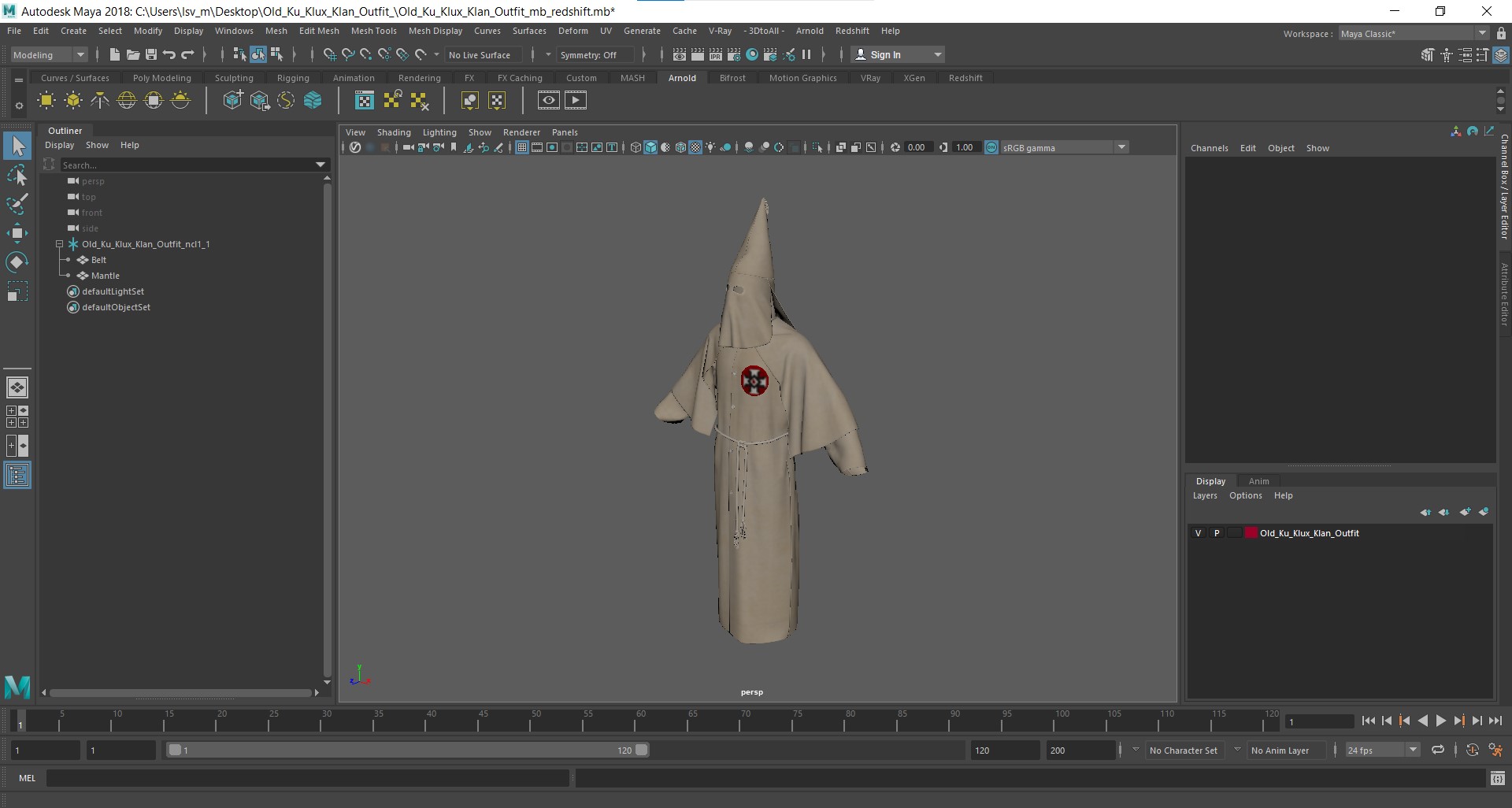 3D Old Ku Klux Klan Outfit model