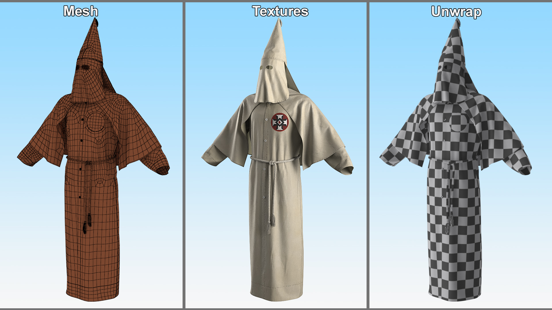 3D Old Ku Klux Klan Outfit model