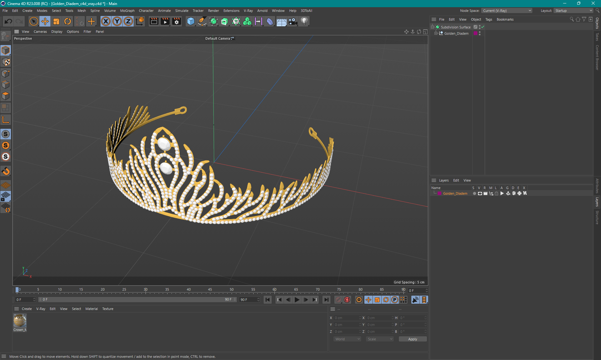 3D Golden Diadem model