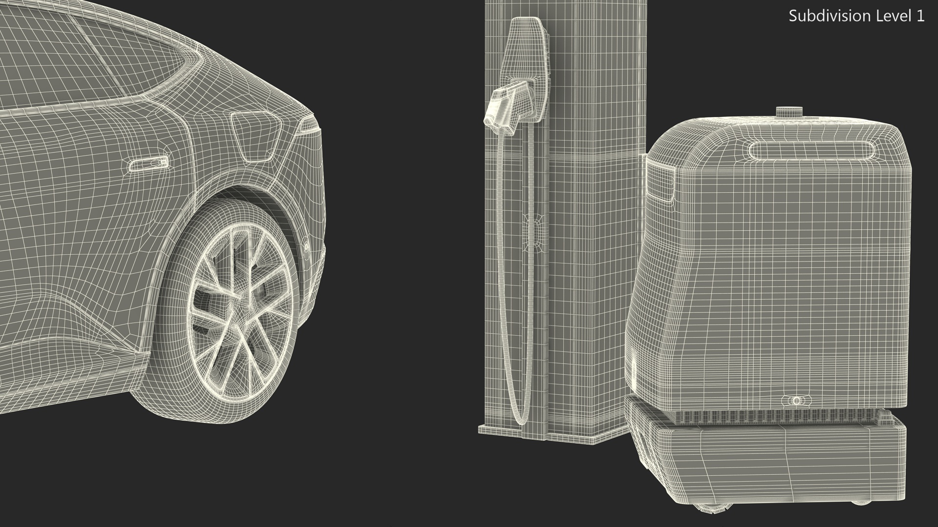 3D Electric Vehicle at Charging Station