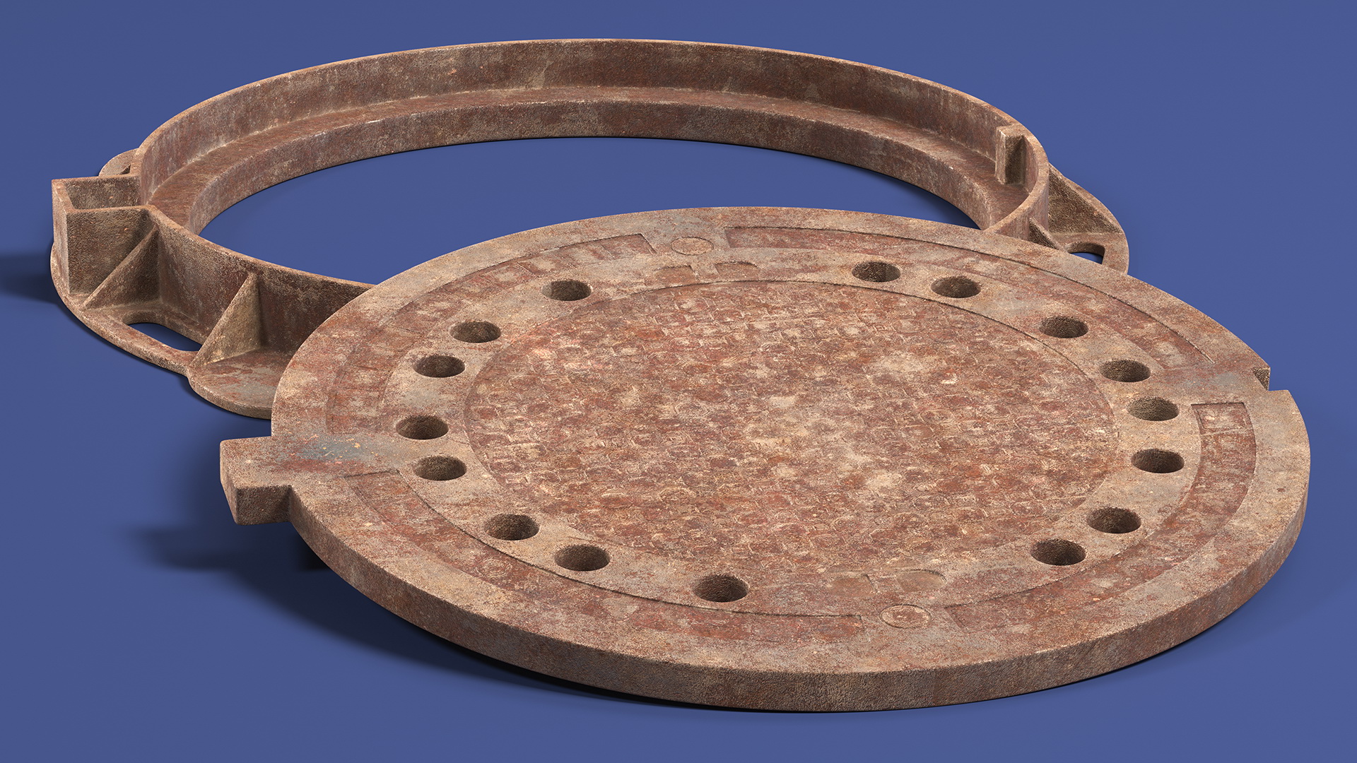 Rusty Manhole Cover 3D model