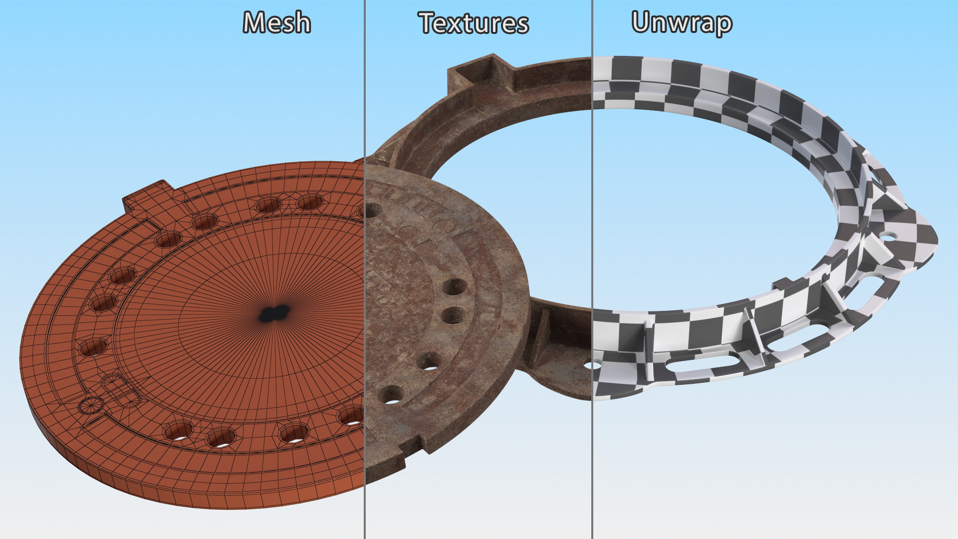 Rusty Manhole Cover 3D model