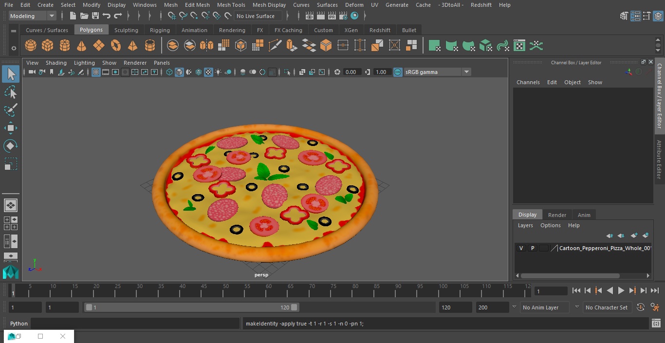 Cartoon Pepperoni Pizza Whole 3D model