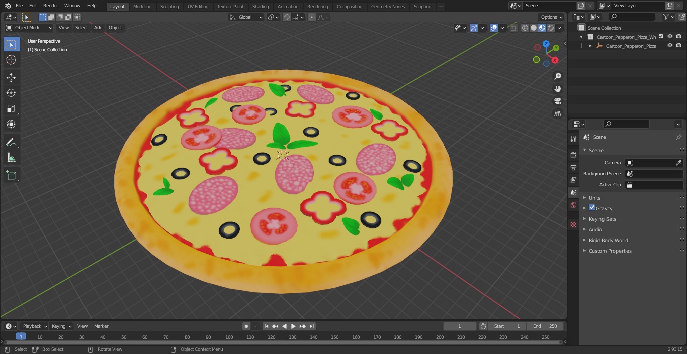 Cartoon Pepperoni Pizza Whole 3D model