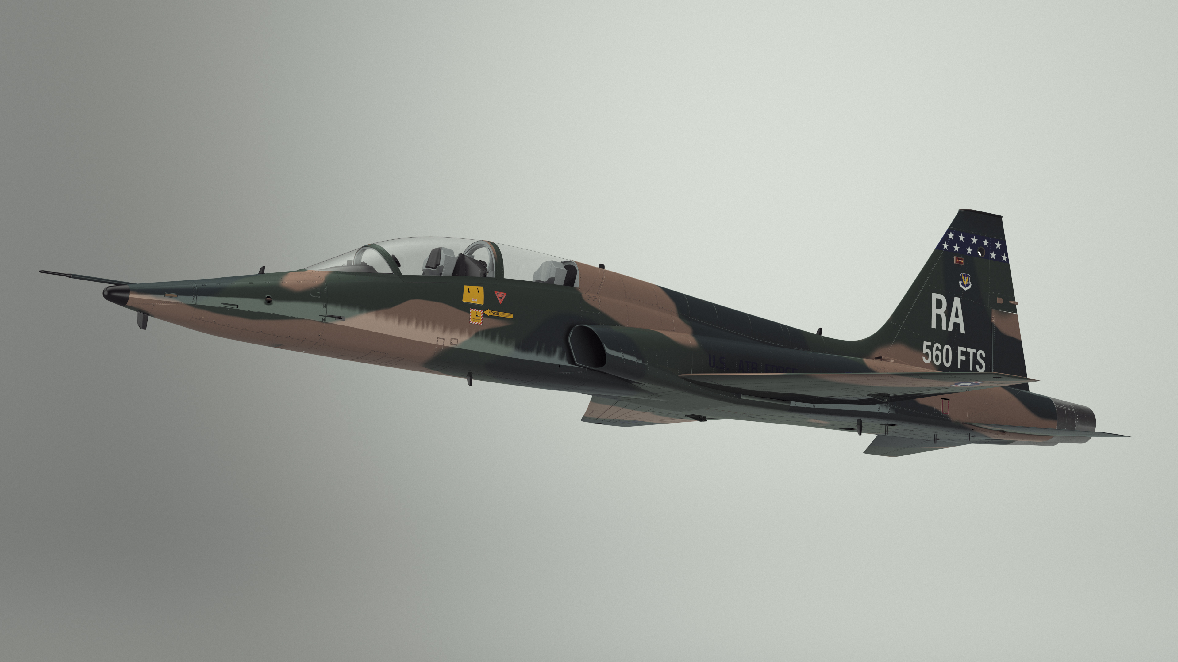 Jet Aircraft T-38 Military Camo Simple Interior 3D