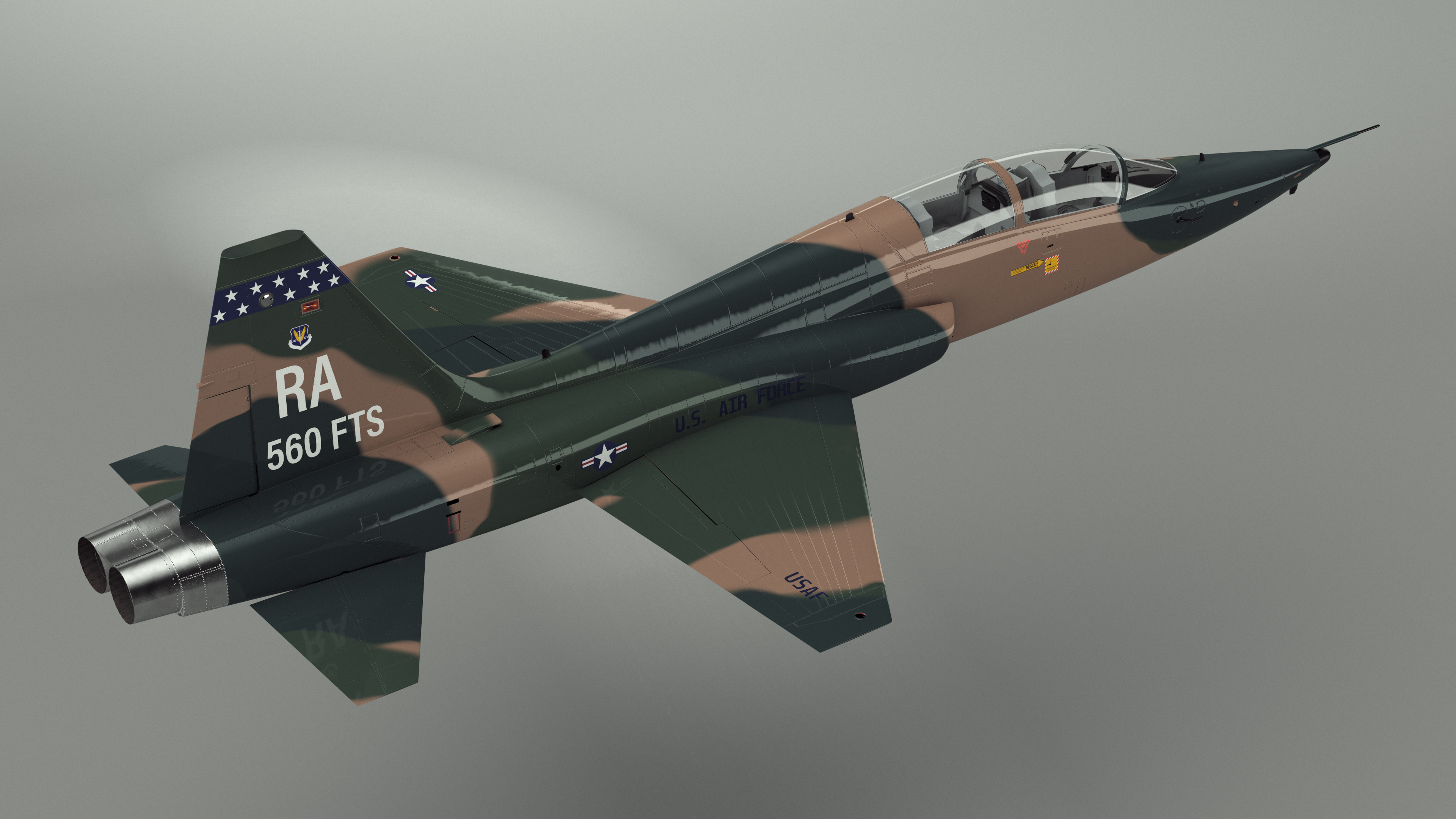 Jet Aircraft T-38 Military Camo Simple Interior 3D