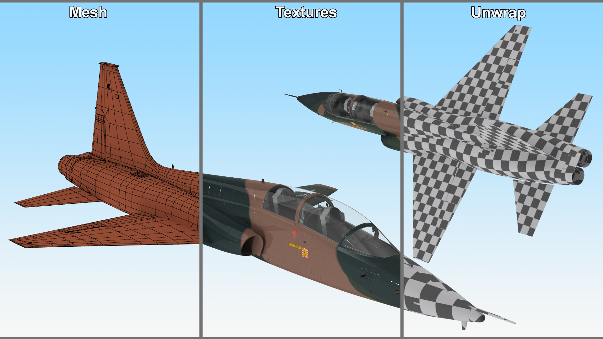 Jet Aircraft T-38 Military Camo Simple Interior 3D