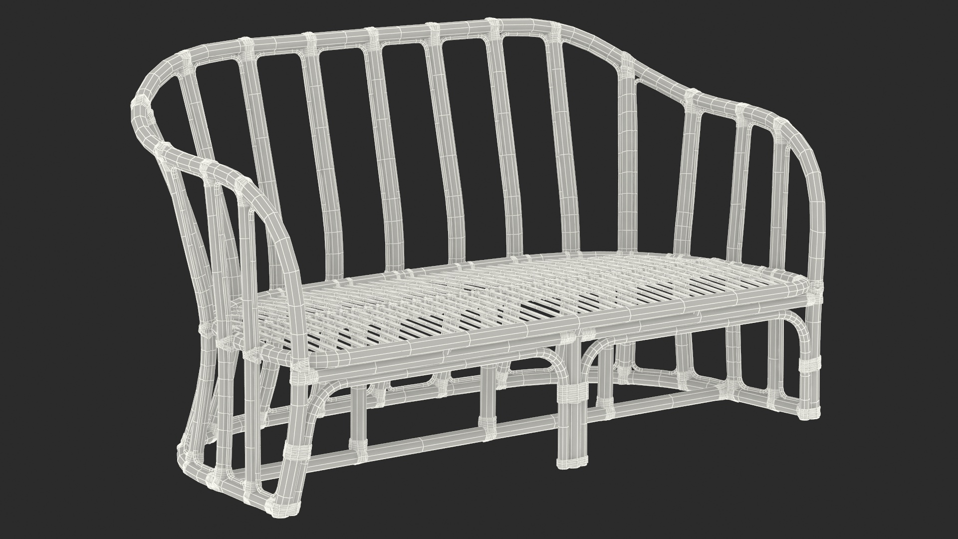 3D model Vintage Bamboo Couch Sofa