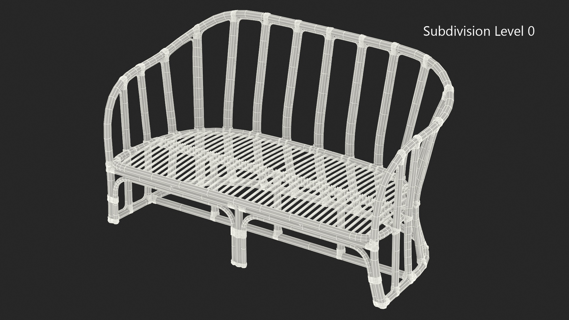 3D model Vintage Bamboo Couch Sofa