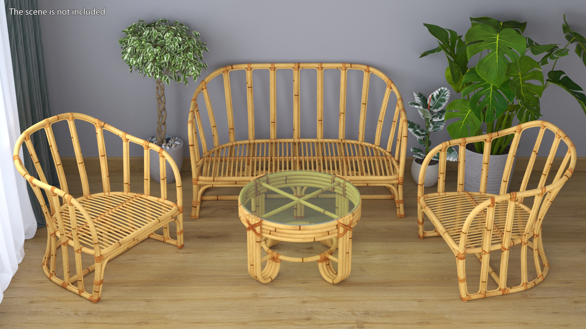 3D model Vintage Bamboo Couch Sofa