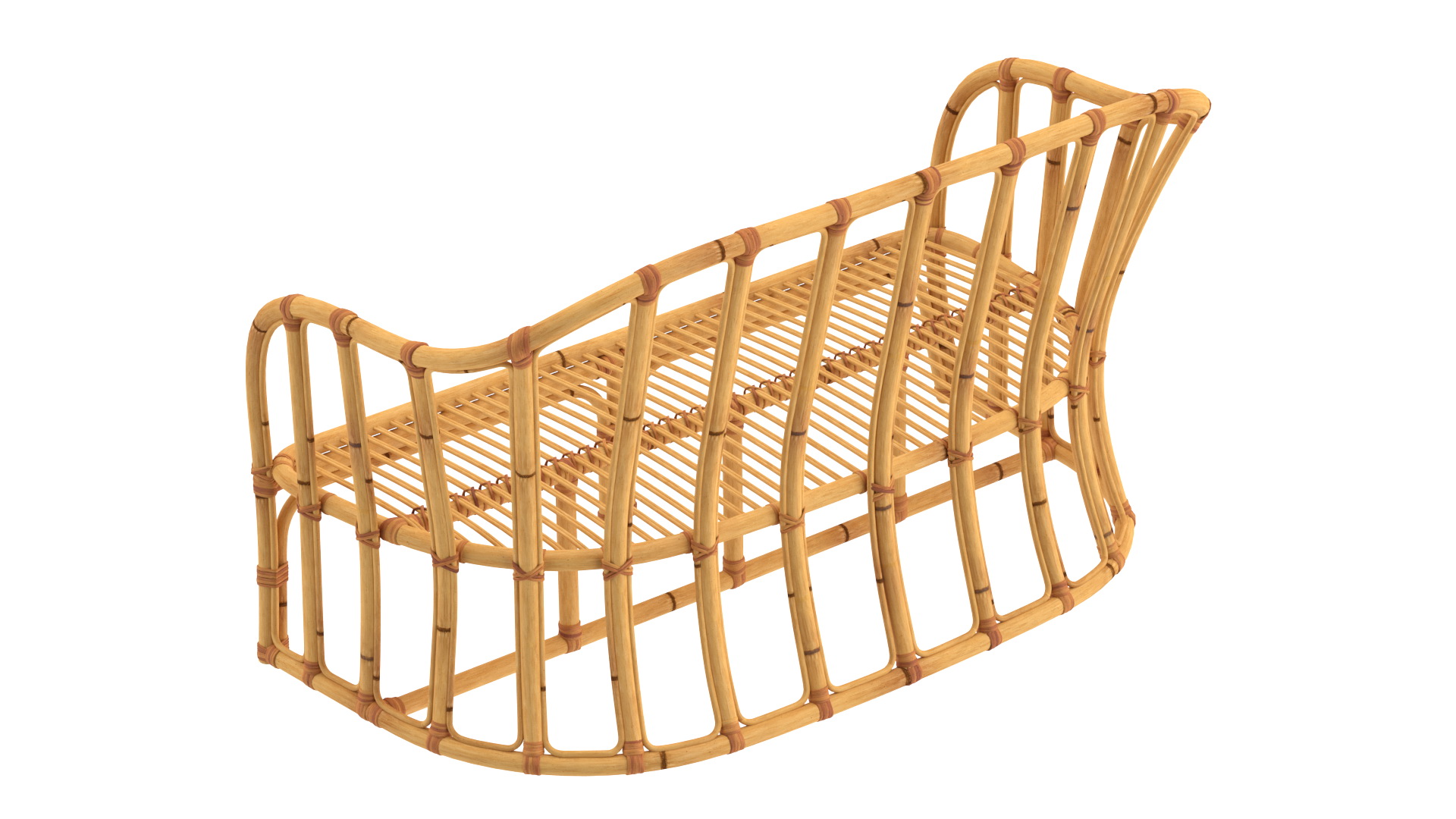 3D model Vintage Bamboo Couch Sofa