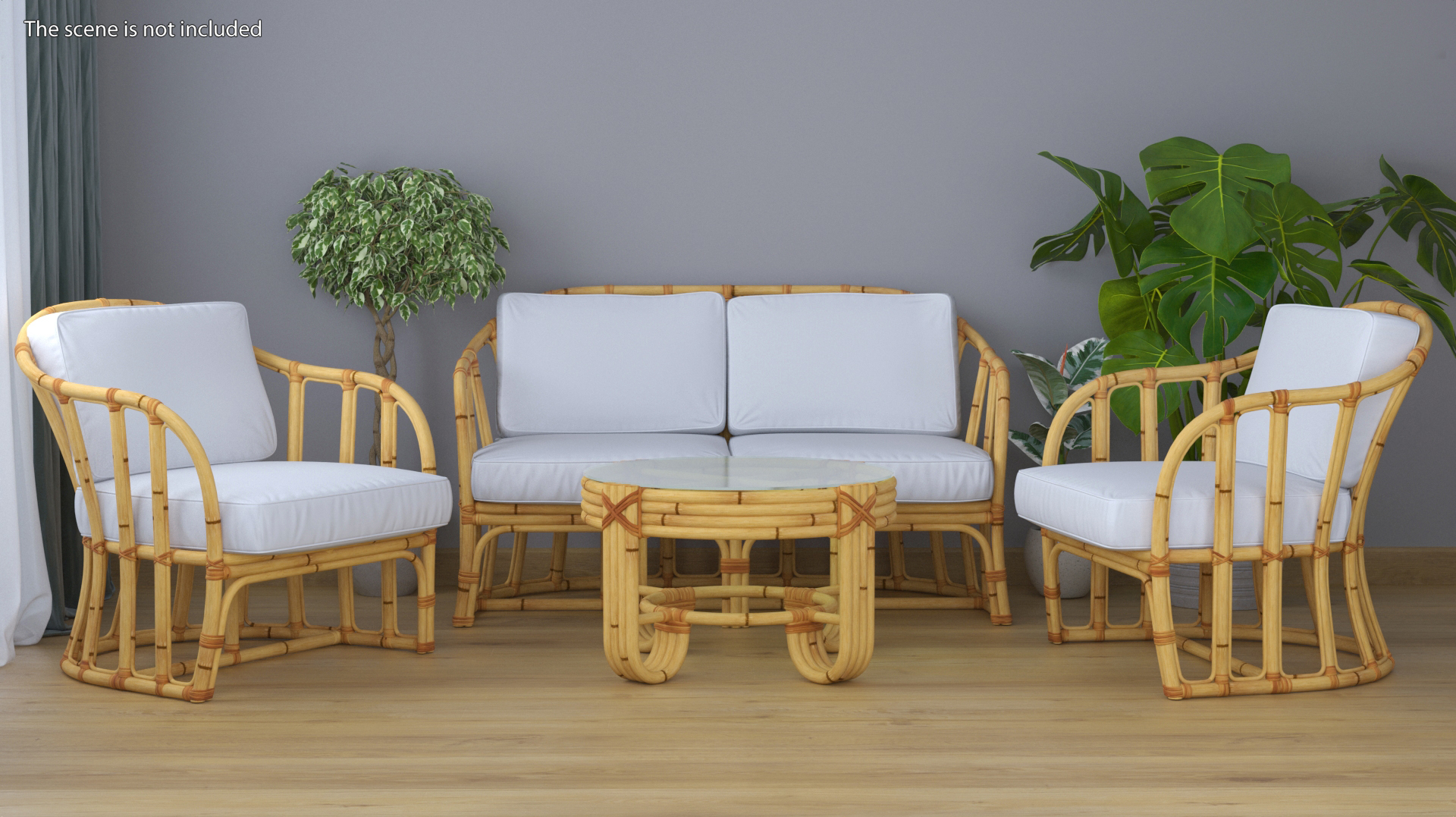 3D model Vintage Bamboo Couch Sofa