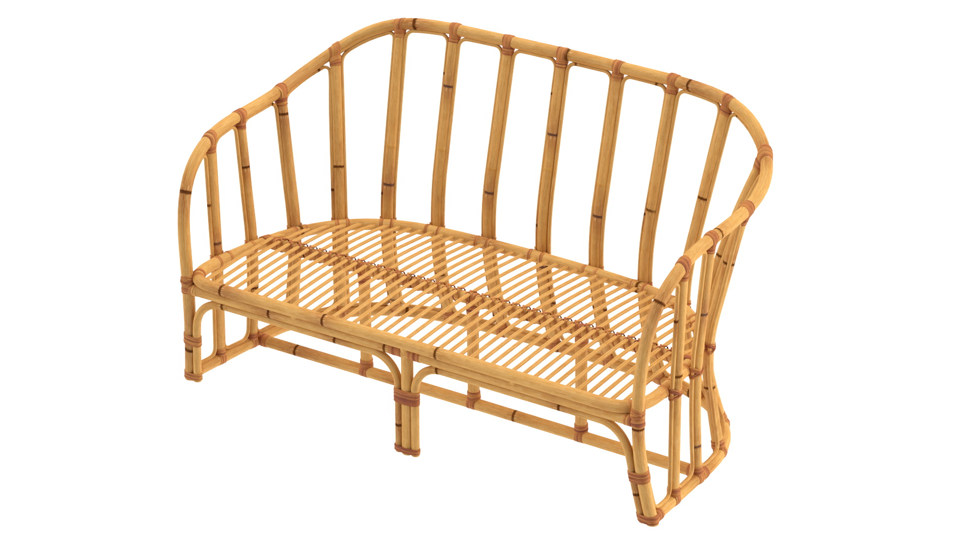 3D model Vintage Bamboo Couch Sofa