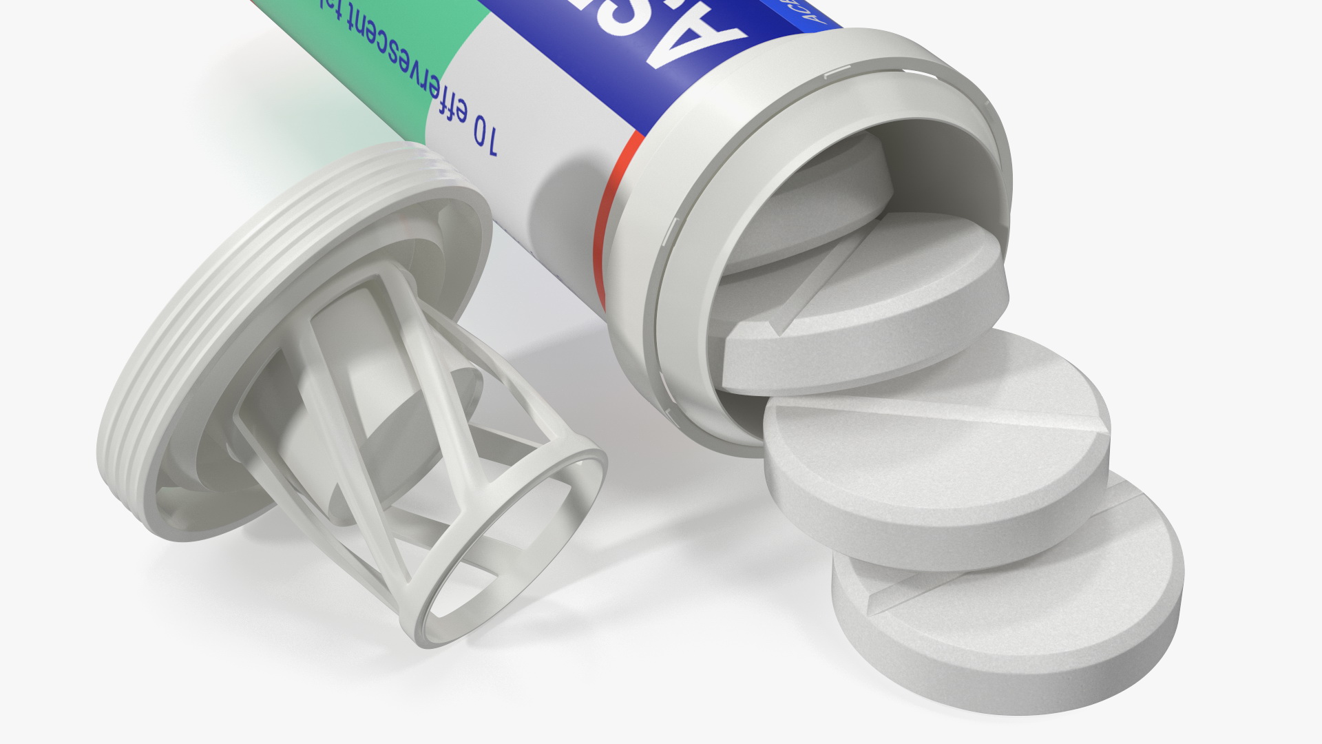 Aspirine Tube Package 10 Tabs Open 3D model