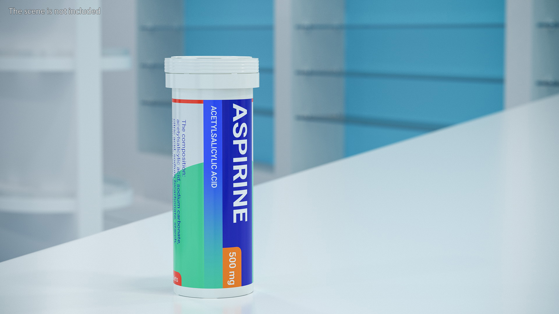 Aspirine Tube Package 10 Tabs Open 3D model