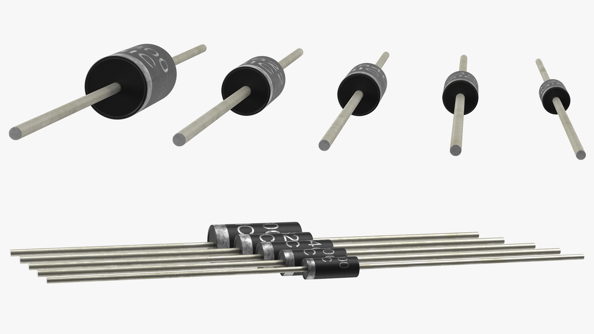 3D Axial Rectifier Diodes Set